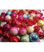 Charming Vintage 51pc Christmas Snow Dusted Mini Glass Ball Ornaments + ... - £45.37 GBP