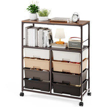 8 Drawers Rolling Storage Cart with Wooden Top, - £236.28 GBP