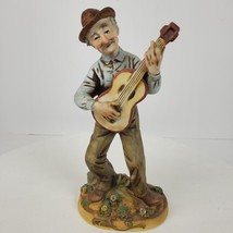 Vintage Napco Man Playing Guitar Figurine Statue 8 Inch Tall - $11.35