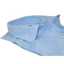Men's Ciazzo Turkey 100% Linen Breathable Shirt Short Sleeves #Linen 32 Med Blue image 3
