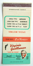 Virginia Gentlemen - Front Royal, VA Restaurant Matchbook Cover Kentucky Fried C - £1.58 GBP