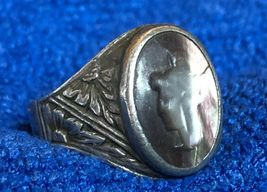Vintage Sterling Ring Greek / Roman Intaglio Cameo Size 21mm 12+ Abalone Antique - £179.84 GBP