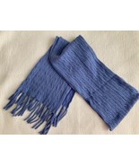 Vintage CASTLERIG 100% Cashmere Scarf Blue Cable Knit Fringe 7-1/4”x 72” - $29.69