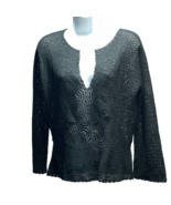ISDA &amp; CO Top Black Crochet Sweater Elbow Sleeve Women&#39;s Size M - £10.58 GBP