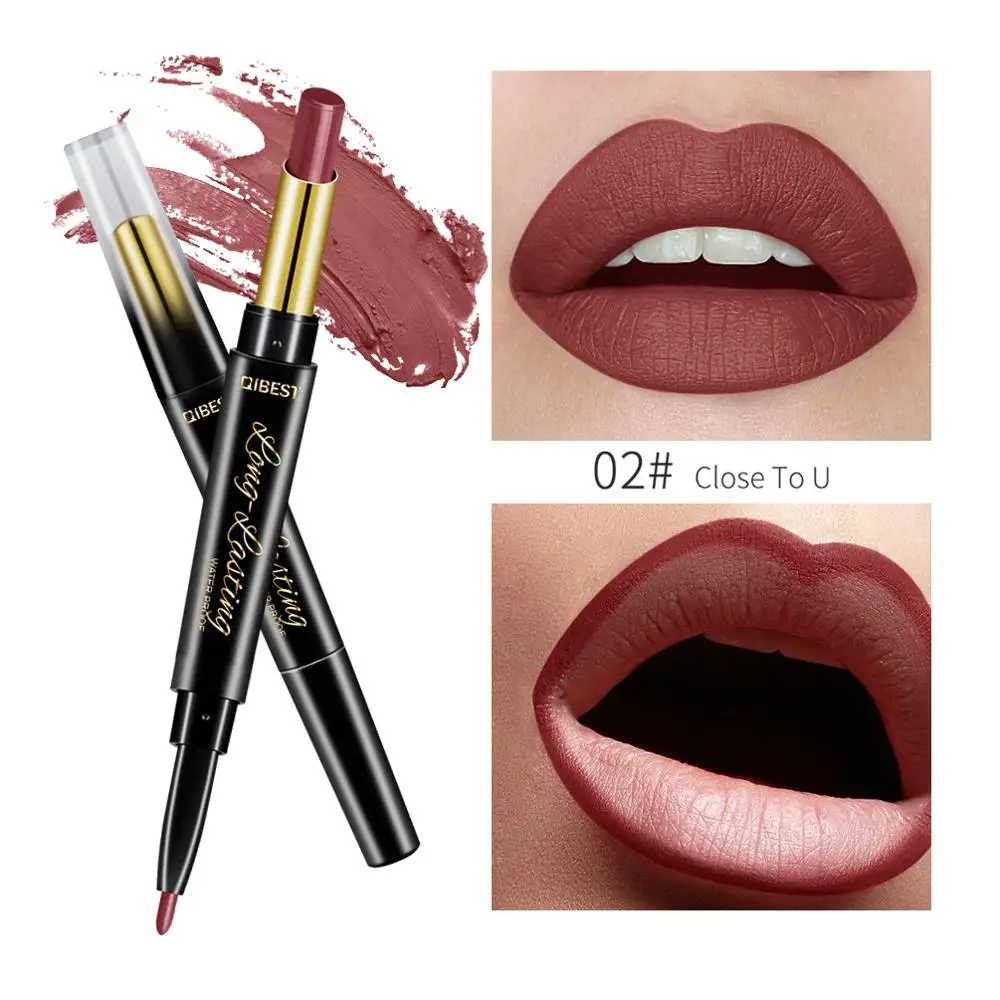 Waterproof lipstick pen 2 in 1 lipstick pen lip liner lipstick pencil long lasting lips thumb200