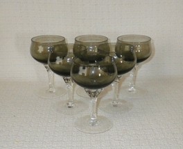Sasaki Coronation Smoke Clear Twist Stem Liquor Cocktail Glasses Goblets (6) - £23.73 GBP