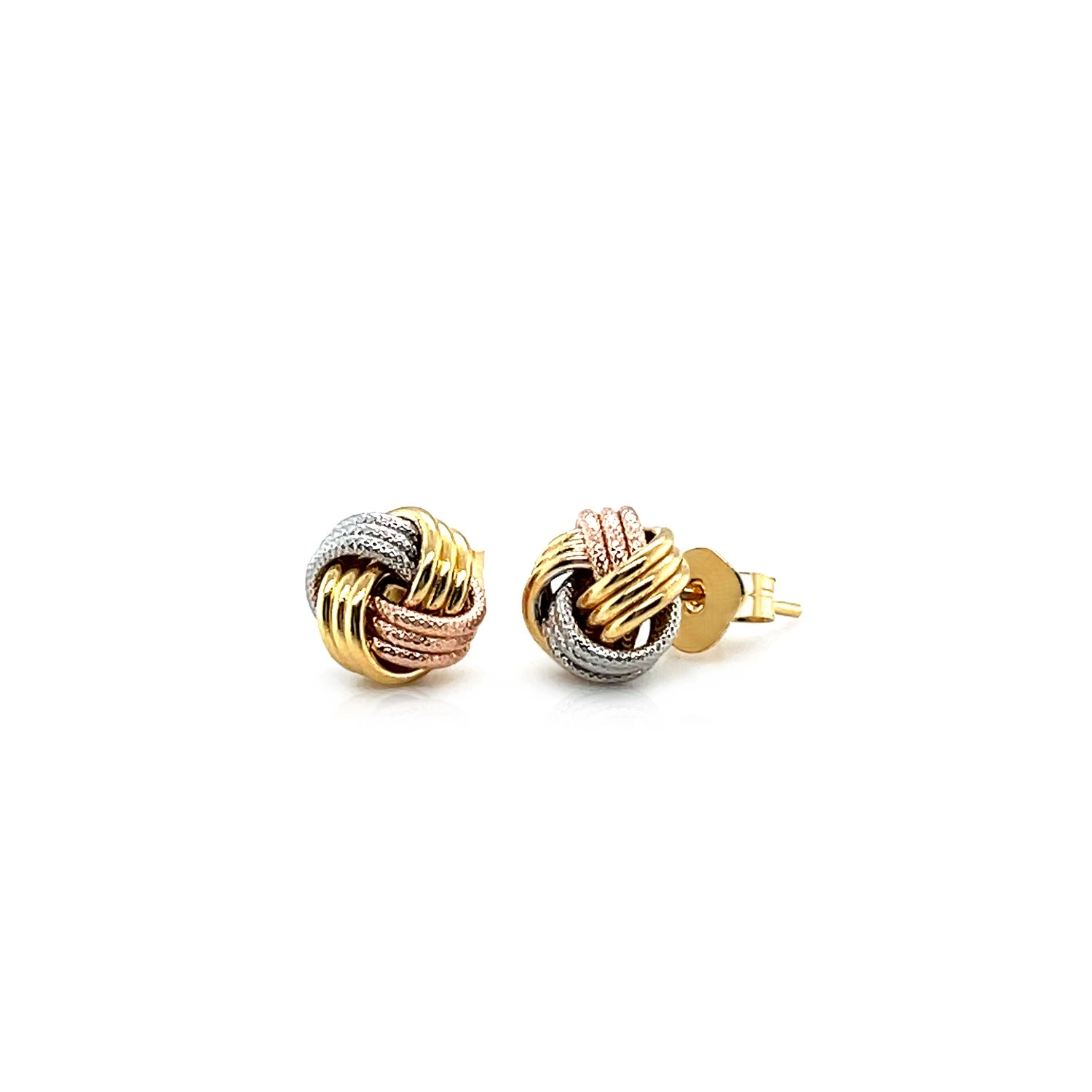  Textured Love Knot Earrings, 14K Gold Tri Color, pierced, push back, 1 ... - $2,784.44 MXN