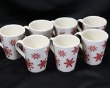 Canterbury First Frost Red Snowflake Christmas Mugs 4.5&quot; Lot of 7 - $35.27