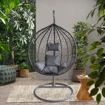 Grey Hanging Egg Chair Hammock Single Person Folding Swinging Garden Relaxer - £227.36 GBP