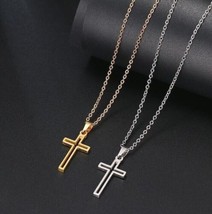 Stainless Steel Cross Necklace Chain Christian Gold / Rose Gold / Silver - £9.43 GBP