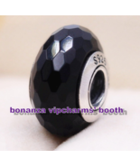 925 Sterling Silver Handmade Bead Fascinating Black Faceted Murano Glass... - £3.65 GBP