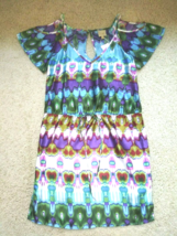 Beautiful POSTELLA Cold Shoulder SILK Multi Color Shift Dress Size P (2)... - $18.69