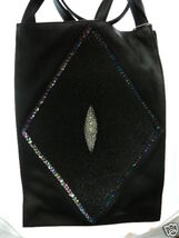 (EL1-1) black Stingray Leather diamond design Parni Handbag SKIN Hide PURSE - $149.99