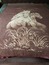 Horse Horses Throw Blanket 56&quot; x 71&quot; Reversible - £27.18 GBP