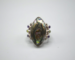 Sajen Abalone Sterling Silver Ring 925 Stamp Accent Stones Scroll Filigr... - $48.37