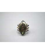 Sajen Abalone Sterling Silver Ring 925 Stamp Accent Stones Scroll Filigr... - £38.04 GBP