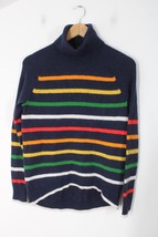 J Crew XXS Blue MultiStripe Wool Alpaca Blend Supersoft Turtleneck Sweater AT955 - $26.59