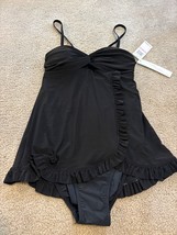 beyond control black one piece swimsuit V-Neck Adjustable Swim dress Size 6 NWT - £44.61 GBP