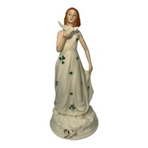Vintage Porcelain Irish Young Girl w/ Dove Bird Figurine Shamrock St Pat... - £31.55 GBP