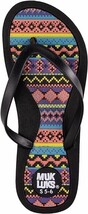 NEW MUK LUKS Women&#39;s Shayna Terra Turf-Black Flat Sandals Size: X-Large 9 - £15.56 GBP