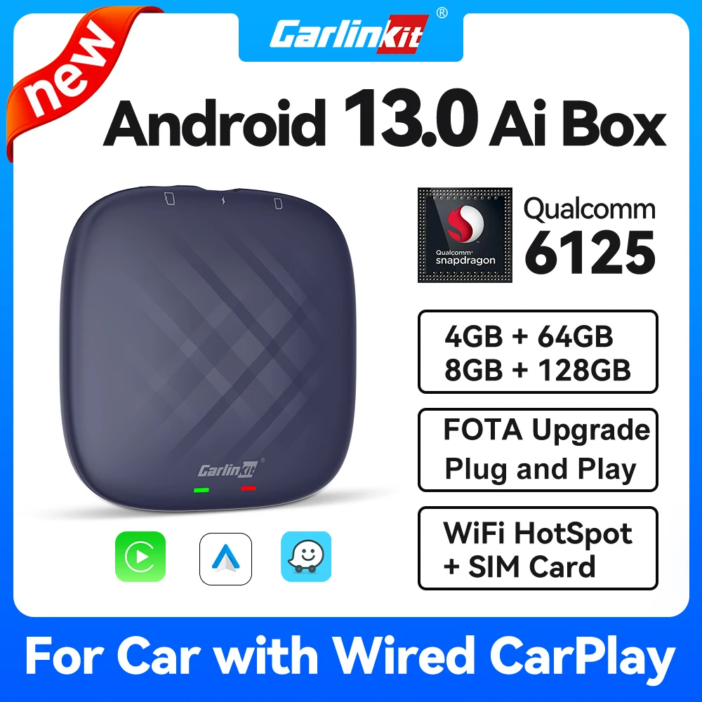 2024 NEW CarlinKit CarPlay Ai Box Qualcomm QCM6125 8-Core CPU Android 13 - £131.25 GBP+