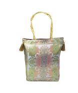 Handmade Ladies Handbag Banarasi Brocade White Elegant Traditional Golde... - $15.68