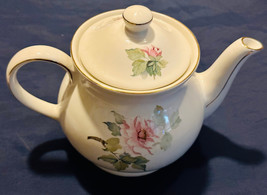 Sadler Teapot Peony Pink England Porcelain Gold Trim 6.5&quot; Tall x 9&quot; Vintage - £17.38 GBP