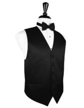 Black Luxury Satin Tuxedo Vest and Pre Tied Bow Tie - $172.50 CAD