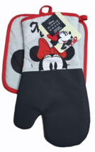 Disney Minnie Mouse Oven Mitt Pot Holder Over Sized Gray Red Black - £17.01 GBP