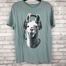 Fission Men’s Llama Headphones Music DJ Tee Shirt Size Large Blue Gray - $25.31