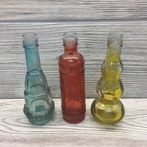 Miniature Glass Bottle Lot Decor Bottles Yellow Blue Red #’d 02 03 04 - £13.61 GBP