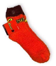 Reese&#39;s Men&#39;s Novelty Ankle Fuzzy Socks Orange 1 Pair Shoe Size 6-12 - $11.64