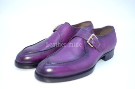 Handmade Leather Monk Strap Patina Men&#39;s Shoes Genuine Leather Custom Shoes - £136.68 GBP