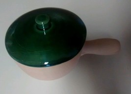 La Solana Pottery Casserole Dish with Green Lid 1950&#39;s 1/2 Pint - $10.95