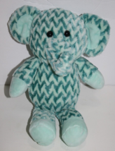 Kellytoy Elephant 10&quot; ZigZag Chevron Stripe Green Teal Plush Soft Toy Stuffed - £11.90 GBP