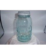 KS1 - 1920&#39;s WHITE CROWN Mason 7&quot; AQUA Quart Fruit Jar - $8.00