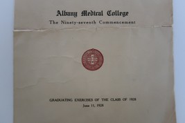 Vtg Union College and Albany Medical College Commencement 1928 Rare Ephemera - £47.25 GBP