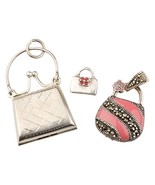 Tre (3) Vintage Argento Sterling Smalto Marcasite Donna Borsetta Charms ... - €101,20 EUR