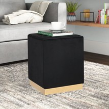 Homebeez 14.6&quot; Width Square Black Ottoman Foot Stool With Gold Trim – Soft - $60.99