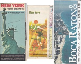 Collectible Vintage Maps New York, New Jersey, Boca Raton lot of 3 maps - £8.75 GBP