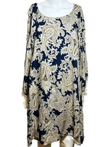 Entro Short Dress Womens Medium Paisley Bohemian Fring Long Sleeve Boho - RB - £20.38 GBP