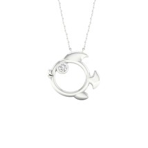 S925 Sterling Silver 0.05Ct TDW Diamond Fish Solitaire Necklace - £86.63 GBP