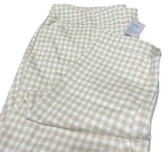 Croft &amp;Barrow Pull-On Pants 26W LONG Straight Fit Beige Gingham Plaid Country - £16.94 GBP