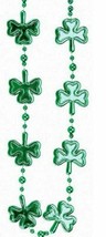 Green Multi Shamrock St Patricks Day Mardi Gras Bead Clover Beads 36&quot; - £4.73 GBP