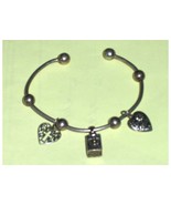 Pandora Style Cuff Sterling Silver Charm Bracelet  - £59.92 GBP