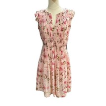 NWT Cece Womens Pale Pink Floral Dress Size 8 Pleated Split Neck Fit Flare NEW - £35.67 GBP