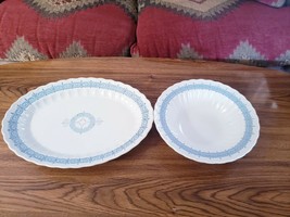 Metlox Vernon Ware CASTILE 2 Pc Lot - 13&quot; Oval Platter, 9&quot; Round Vegetab... - £18.99 GBP