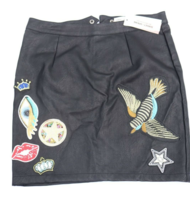 Sunset + Spring Girls Pencil Skirt Black Zipper Applique L 10-12 28&quot; NWT - £6.34 GBP