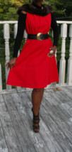 Elegant Swing Custom  Mink &amp; Lipstick Red Textured Poly dress gown M 6-10 - £276.96 GBP