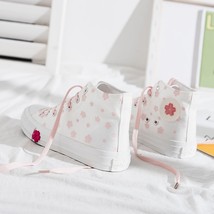College style cherry blossom canvas shoes female Japanese cute all-match climax  - £25.74 GBP